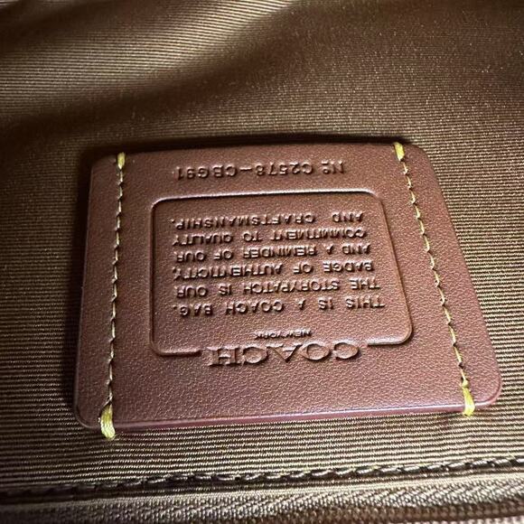 Coach Smith Tote 24 Crossbody In Leather/ Straw Webbing Light Turquoise CBG91 - Picture 9 of 11